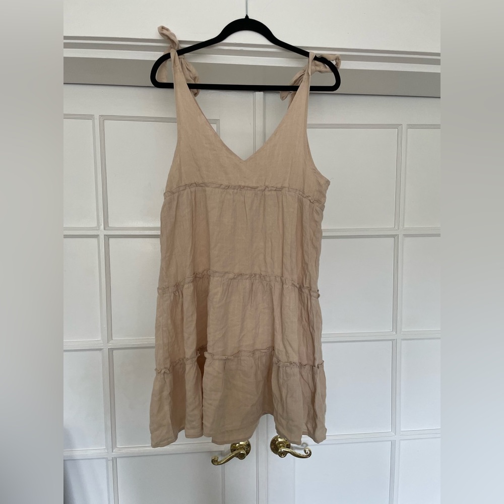 Breezy summer dress in cream with tie straps size L